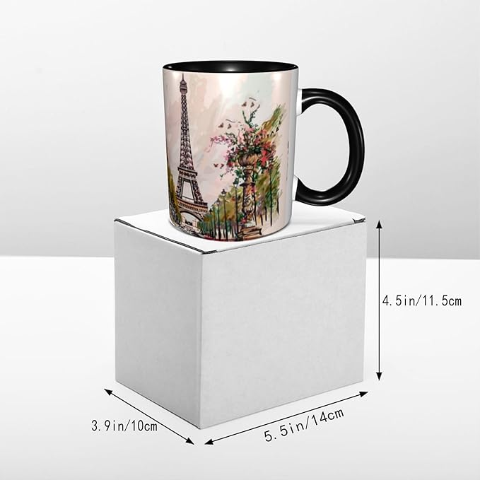 Paris Eiffel Tower Coffee Mug 11OZ Funny Ceramic Tea Cup Kitchen Decor Novelty Mugs for Home Office Travel