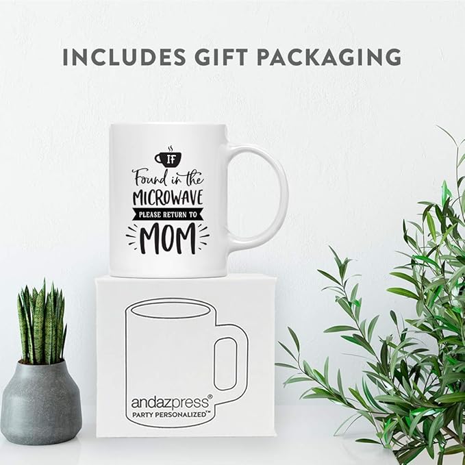 Andaz Press Mother's Day 11oz. Ceramic Coffee Tea Mug Gift for Mom, If Found in the Microwave, Please Return to Mom, 1-Pack, Birthday Christmas Gift Ideas