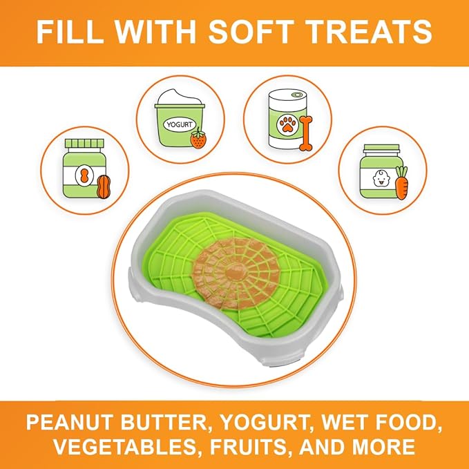 Neater Pets Neat-LIK Dog Lick Mat w/Mess-Proof Tray, Lick Mat for Dogs, Cats, Puppy, Reduces Anxiety & Boredom, Peanut Butter Slow Feeder, Interactive Treat Licking Pad (Green/Vanilla Bean)