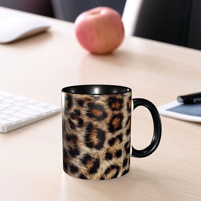 Leopard Print Coffee Mug 11 OZ Ceramic Tea Cup Novelty Mugs Funny Coffee Cups with Handle