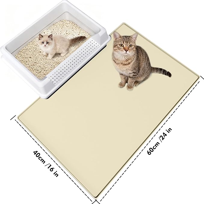 Cat Litter Mat 24" x 16",Soft Silicone Material, Easy Clean Waterproof No Slip Litter Tray Mat, Durable Cat Mat For Indoor,Garden