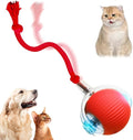 Interactive Cat Ball Toys, Automatic with Mouse Cord, Smart Self-Rolling, Indoor Adult Cat Toys (Red)