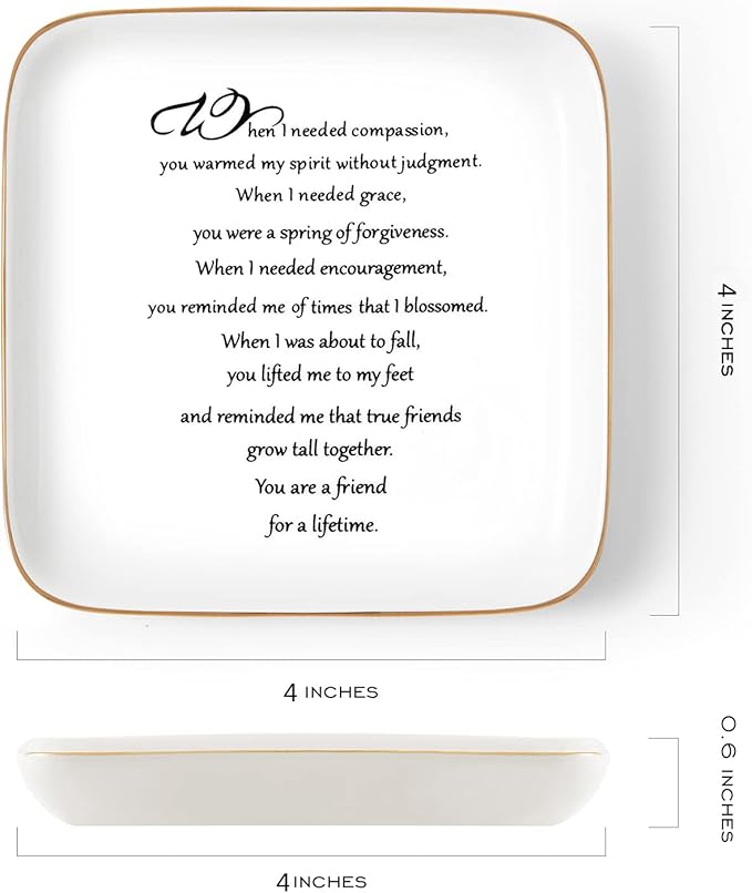 PUDDING CABIN Friend Gifts for Women You are a Friend for a Life Time Friendship Birthday Gifts for Friends Female, BFF Gift for Her, Personalized Ring Dish