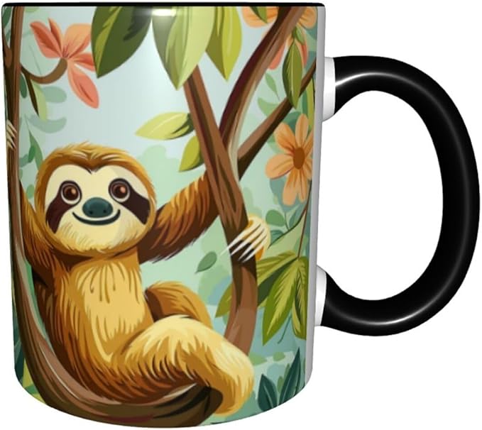 Sloth Coffee Mug 11oz Ceramic Tea Cup With Handle Funny Porcelain Mugs for Women Dishwasher Microwave Safe