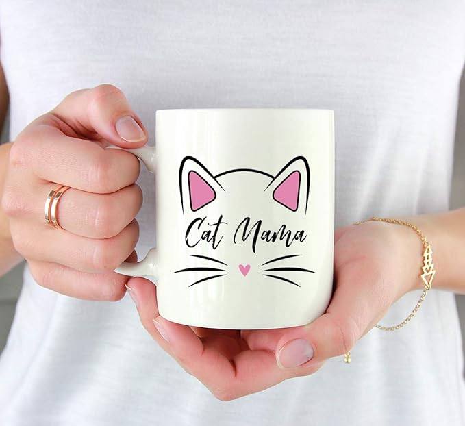 Andaz Press Funny Cat Lover 11oz. Ceramic Coffee Tea Mug, Cat Mama, 1-Pack, for Cat Mom, Birthday Christmas Ideas, Includes Box