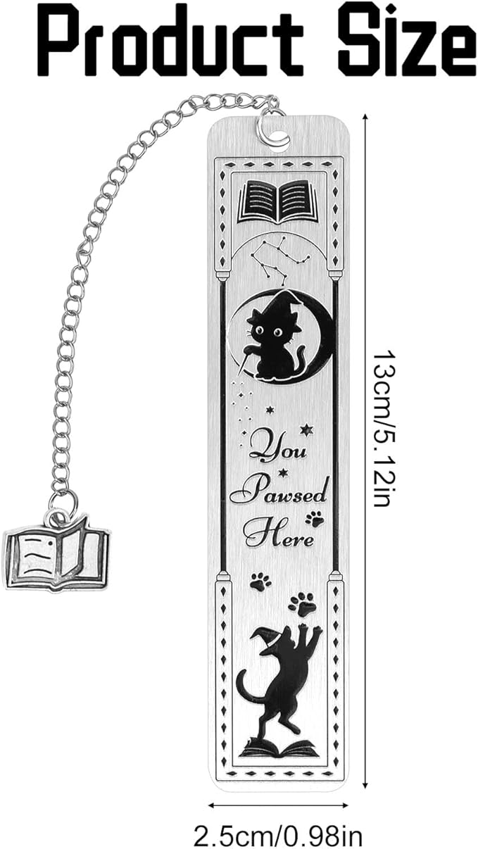 Cat Bookmark for Women, Zinc Alloy Funny Kitten Bookmarks with Book Pendent Cute Animals Book Marker Reading Accessories for Cat Lovers