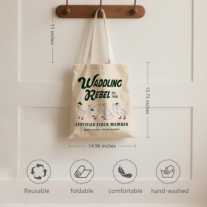Aesthetic Canvas Tote Bag for Women - with Magnetic Snap Closure & Zipper Inner Pocket Reusable Bag for Shopping