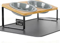 Upgraded Adjustable Height Cat Food Bowls Stand Ceramic Dog Bowls and Slow Feeder Cat Bowl, 15°Tilted Stand Anti Vomiting Raised for Small and Medium Sized Cats Dogs (Grey (2 Bowl+Pet mat))