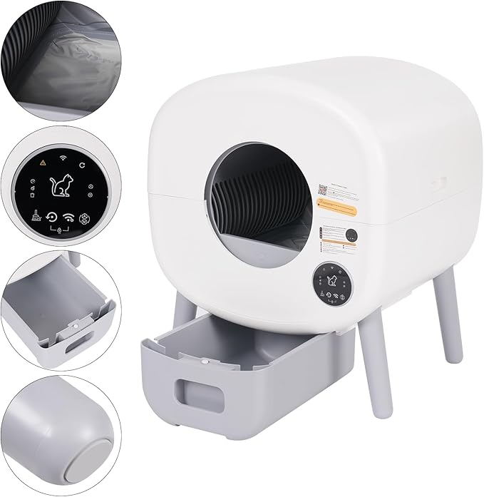 Large Automatic Litter Box for Multiple Cats Odor Removal Smart Self-Cleaning Cat Litter Box for Homes, Living Rooms, Balcony