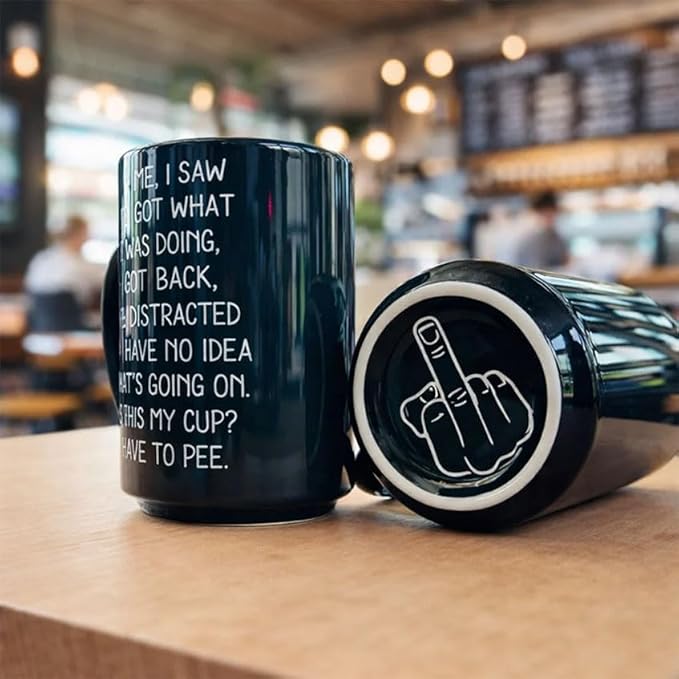 DongNaiWin I Came I Saw I Forgot What I Was Doing Mug 17 Oz Funny Coffee Mug with Hidden Finger Bottom, Sarcastic Humor Mug, Funny Quote Novelty Gag Gift for Friend Coworker Men Women