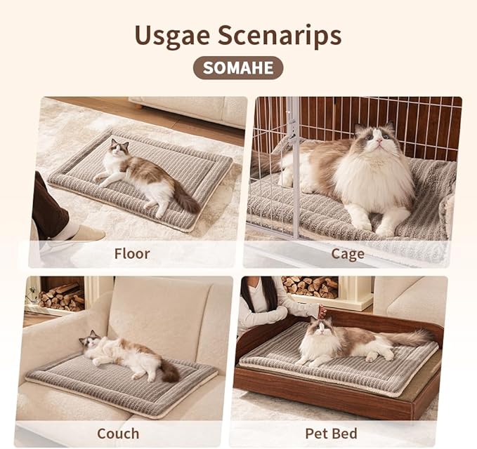SOMAHE Self-Warming Cat Bed Pad, Reversible & Ultra Soft Pet Mat for Crates, Kennels, Sofas & Furniture, Machine Washable, Durable for Dogs and Cats, 23x15 Inch Blue