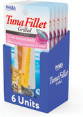 INABA Premium Hand-Cut Grilled Tuna Fillet Cat Treats/Topper with Vitamin E and Green Tea Extract, 0.52oz. Each, Pack of 6, Crab Broth
