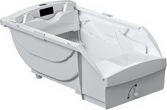 Smart Cat Litter Box Cat Litter Box Wide Opening with Hood Automatic Self-Cleaning WiFi App Control LED Display Extra Large for Cats Up to 90 lbs Cream White