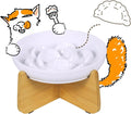 Slow Feeder Cat Bowl with Stand, Melamine Slow Eating Cat Bowl with Higher Edges Dumpling Design Elevated Cats Food Bowls for Dry and Wet Food Anti-Vomiting Puzzle Feeder for Healthy Eating Diet
