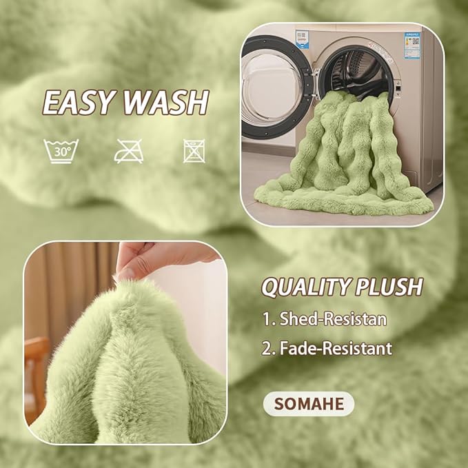 SOMAHE Self-Warming Cat Blanket for Indoor Cats & Small Dogs, Dual-Side Sherpa Plush Throw, Anti-Static Shared Couch Mat for Crate & Travel, Machine Washable No Shrink, 28x22 Inch Green