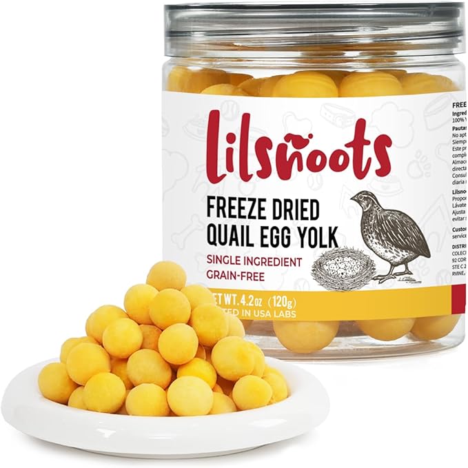 Freeze Dried Quail Egg Yolk 4.2 oz Single Ingredient Pet Treats for Dogs, Cats, Healthy Freeze-Dried Pet Food Topper Grain&Gluten&Rawhide Free No Additives Pet Training Treats Snacks