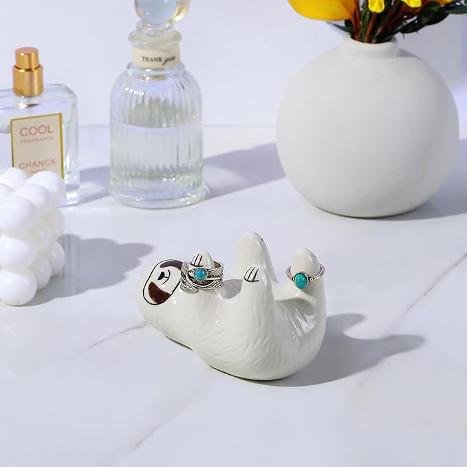 PUDDING CABIN Sloth Gifts Ring Holder Decor, Cute Ring Stand, Rings Display, Sloth Gift for Women Girls Her Mom Friends Sisters Birthday Wedding Christmas Mothers Day