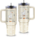 Goose Gifts - 40oz Tumbler with Handle and Straw - Stainless Steel Insulated Tumbler, Leakproof, BPA-free, Funny Got Too Silly Duck Travel Cup for Women, Silly Goose Gifts for Girls Birthday Gift Cup