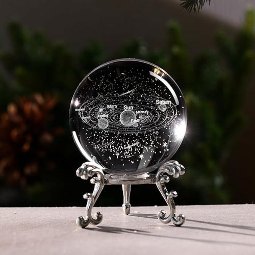3D Solar System Crystal Ball Universe Gifts 60mm Glass Astronomy Globe Decor Science Planets Model Gift Space Themed Gifts for Space Enthusiasts and Model Collectors