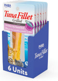 INABA Premium Hand-Cut Grilled Tuna Fillet Cat Treats/Topper with Vitamin E and Green Tea Extract, 0.52oz. Each, Pack of 6, Extra Tender Tuna Broth
