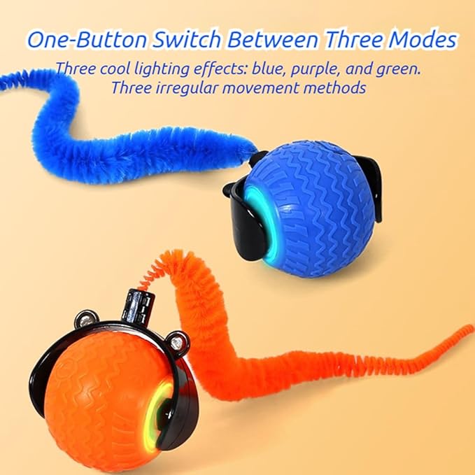2026 New The Smart Wave Chase Ball, Revolutionary Smart Chase Ball 3.0, Interactive Fast Moving Ball with Tail, Automatic Cat Chase Balls Toy for Dog Cat Indoor Play (Blue)