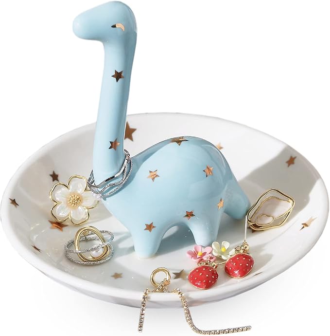 PUDDING CABIN Dinosaur Ring Holder for Jewelry, Gifts for Women Girls Birthday Wedding Graduation Valentines Bday Gift, Jewelry Dish Tray for Rings Bracelets Necklace Organizer