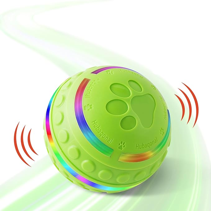 Interactive Dog Toys Ball for Small & Medium Dogs, Durable Chew Toy for Aggressive Chewers, Automatic Rolling Dog Balls with Silicone Cover(Diameter 3.15 inches)