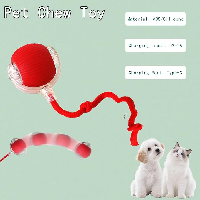 Interactive Cat Toy Set - 3-Mode Smart Chase Ball with 5-LED Red Light Pointer, USB Fast Charging & Durable ABS Material - Fun Pet Toys for Indoor Cats, Kittens & Playful Felines