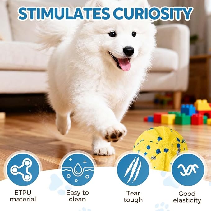 Smart Interactive Dog Balls - 2026 Upgraded Motion Activated Automatic Rolling Ball Toys for Small/Medium/Large Dogs Balls for Boredom to Keep Them Busy (Yellow)