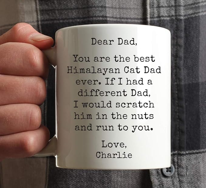 Andaz Press Personalized Funny Dad 11oz. Coffee Mug Gag Gift, Best Himalayan Cat Dad, Scratch in Nuts and Run to You, 1-Pack, Custom Cat Lover's Christmas Birthday Ideas, Includes Gift Box