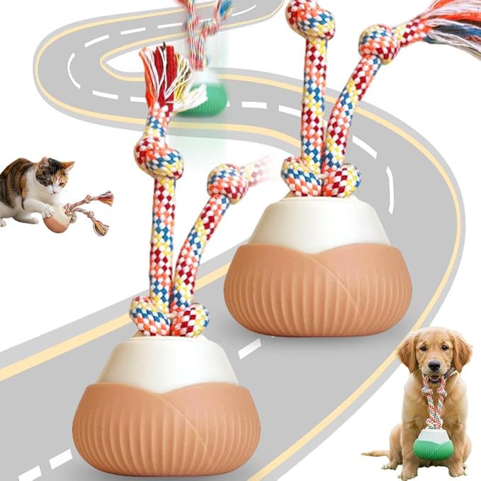 2026 New Interactive Dog Toys, Automatic Moving Interactive Cat Toy with 3 Speed Modes, USB Rechargeable Smart Motion Rolling Ball with Tail Rope, Indoor for Small Medium Large Dogs (Orange*2)