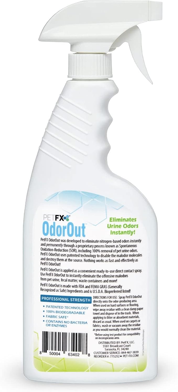 PetFX OdorOut - Patented Non-Toxic Odor Elimator for Pet Urine and Feces - Removes All Nitrogen Based Odors at Source