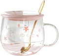 Sakura Cup, Creative Sakura Mug, Cute Heat-resistant Mug, Borosilicate Glass Coffee Cup, Transparent, Gift(Color: Pink D, Size: 3 Piece Set)