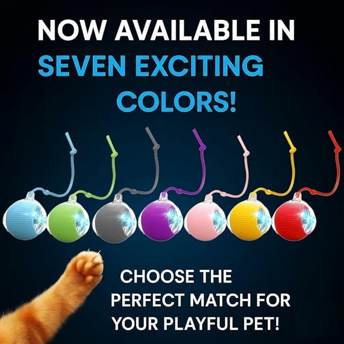 Durable Interactive Cat Toys for Indoor Cats, Smart Automatic Cat Chase Ball Toy, Upgraded Speedy Tail Kitten Toy for Bored Indoor Adult Pets (Red)