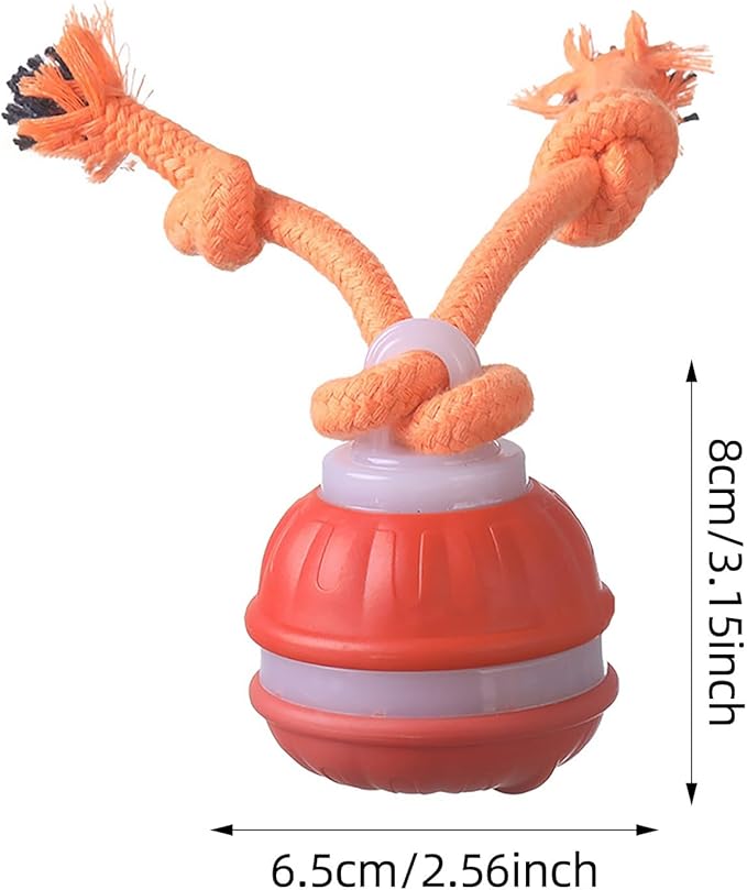 Interactive Smart Rolling Cat Toy Ball, Electric Automatic Moving Rolling Dog Toy with Rope and Sound, Motion Activated Dogs Ball, Self Moving Cats Toy for Boredom & Training (1, Orange)