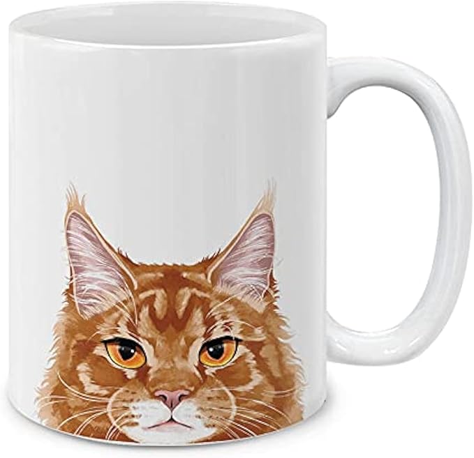 MUGBREW Ginger Orange Tabby Maine Coon Cat Ceramic Coffee Mug Tea Cup, 11 OZ