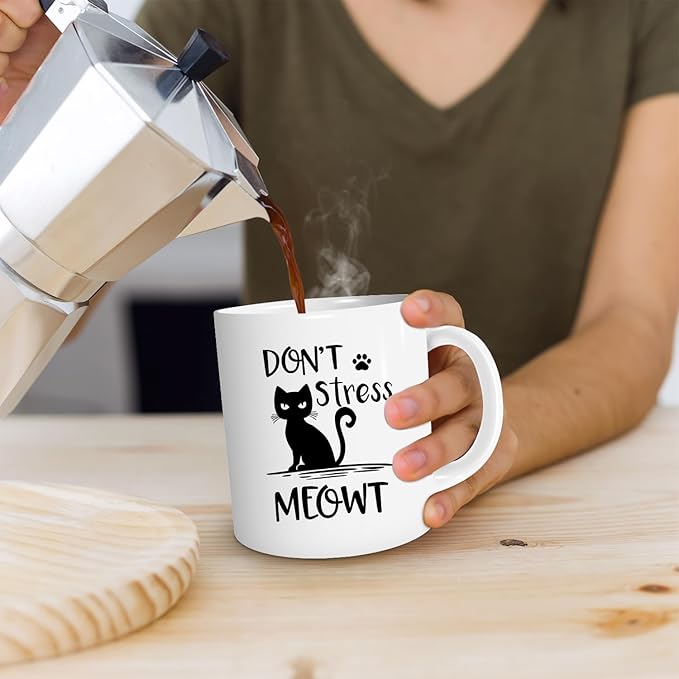 Cat Lovers Mugs - 11oz, Don't Stress Meowt Coffee & Tea Cup