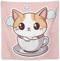 MaSiledy Kawaii Cat Wall Tapestries Animal Adorable Cat Tapestries for Bedroom Aesthetic Landscape Tapestry Wall Decor for Bedroom Living Room Dorm 60"x60" Tapestries for Bedroom Living Room Dorm