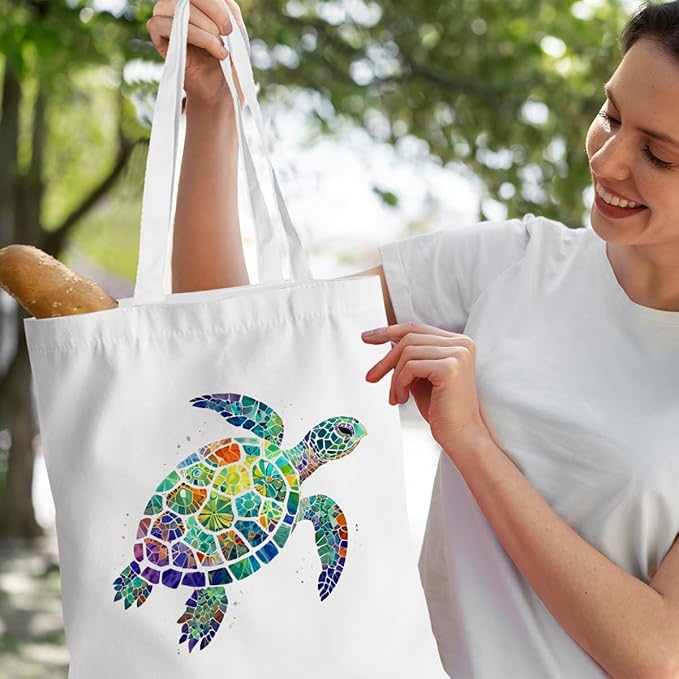 Turtle Gifts Shark Gifts Tote Bag, Hedgehog Horse Gifts for Women Girls, Animals Reusable Grocery Bag Shopping Bag