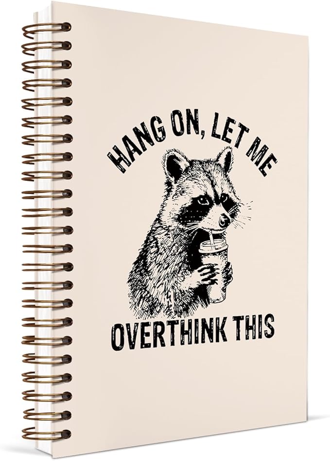 KDHTY Funny Raccoon Notebook,Funny Office Supplies,Office Spiral Hardcover Journal for Coworker Gitts,Raccoon Gift Cute Notebook for Women Lovers,5.5 x 8.3 Inches