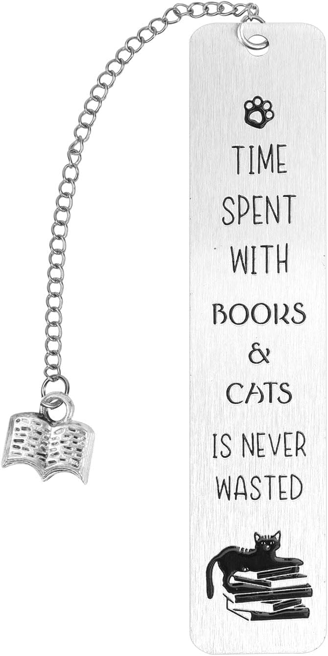 Cute Cat Bookmark, Zinc Alloy Black Cat Themed Book Marker Book Lover Gift Funny Practical Reading Accessories Merch for Reader Women Men