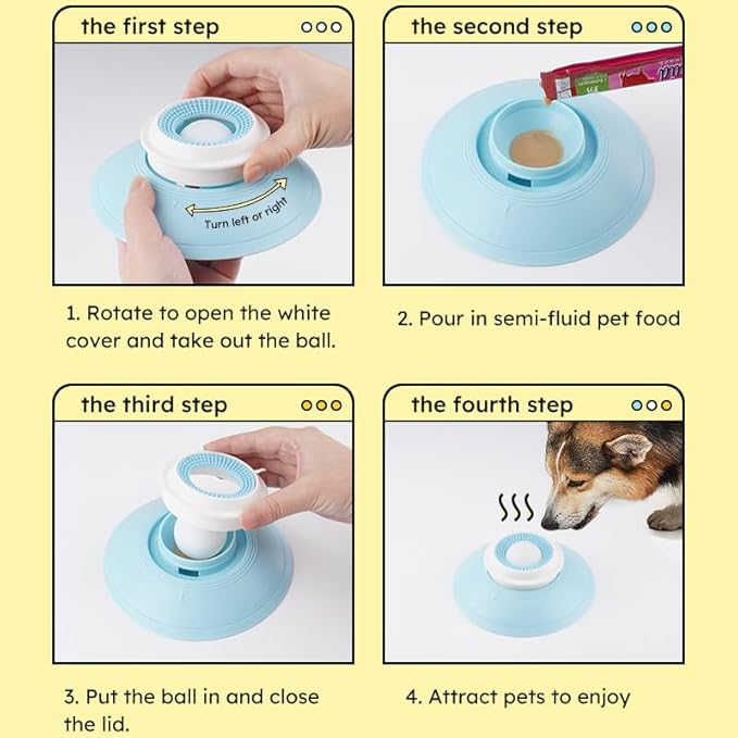 Dog Cat Licks Toys for Liquid Food, Anxieties Relief Slow Feeder Dog Lick Ball Treat Dispenser, Licking A Ball for Dogs,Slow Down Eating Speed and Add More Fun for Your Dog and Cats (Style-A)