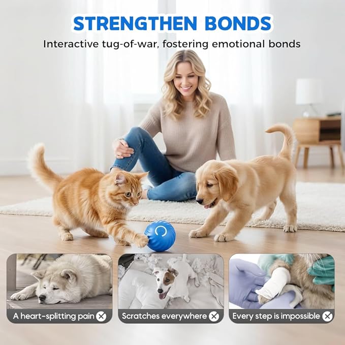 Interactive Dog Toys Dog Ball, Automatic Flashing Light Up Ball, Bite-Resistant Chew Toy to Stimulate Play and Relieve Boredom for Dogs and Cats (Blue)