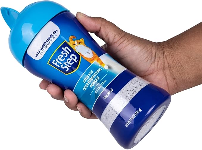 Fresh Step Litter Box Charcoal Odor Eliminator Powder, Cat Litter Deodorizer Additive to Help Absorb and Control Strong Litter Box Odors for Cleaner Smelling Homes, 15 Oz - 2 Pack
