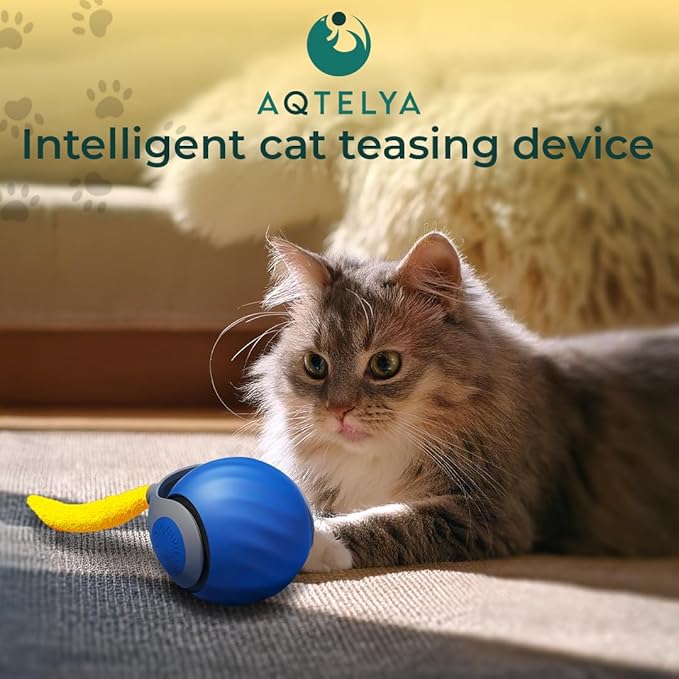 Interactive Cat Toy - Interactive Dog Toys, Automatic Cat Toy, USB Rechargeable, Suitable for Indoor and Outdoor - Moving Dog Toy, Cat Toys Interactive Speedy Tail 3.0 (Blue)