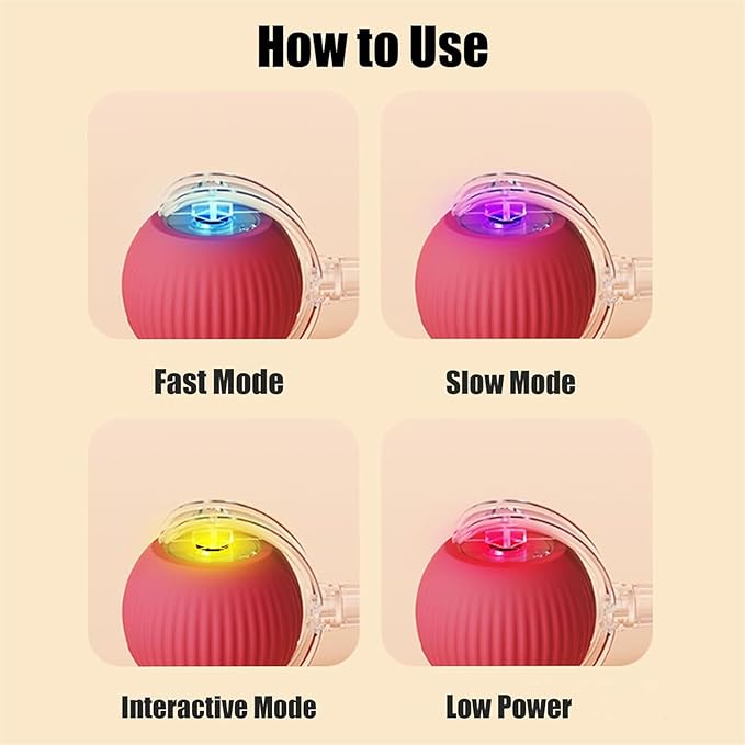 Smart Motion Pet Ball, Interactive Rolling Dog Ball, Rolling Balls Toys, 360° Automatic Self Moving Dog/Cat Toys