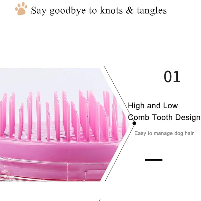 Soft Dog Brush for Small Dogs | Gentle Puppy Brush for Yorkies, Shih Tzus, Maltipoos & Maltese | Pet Hair Removal Brush with Soft Bristles | Dog Brush for Shedding (Rose Red Strawberry)
