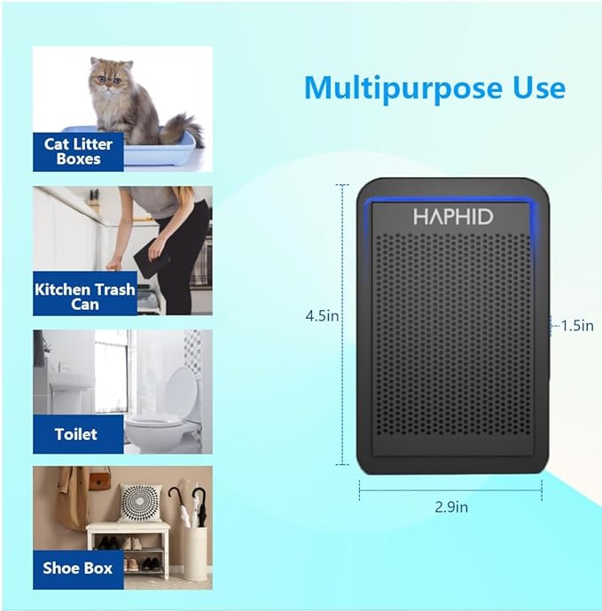 Cat Litter Deodorizer 99%, Pet Odor Eliminator for Strong Odor with Catalyst Filter, Air Purifier Plug In Air Freshener for Home & Pets Litter Box Room Wardrobe Toilet Shoe Cabinet (1-Pack）