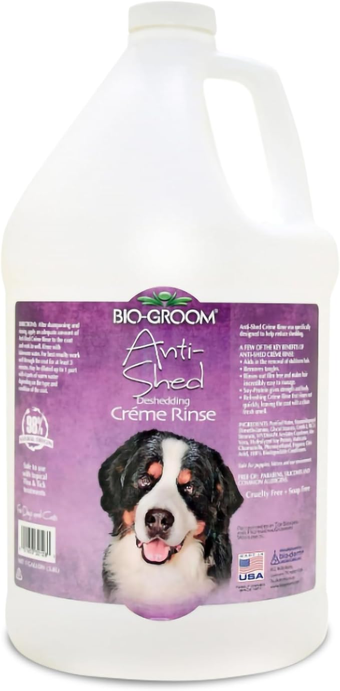 Bio-Groom Anti-Shed Deshedding Dog Conditioner - Odor Eliminating, Anti-Shedding, Dog Bathing Supplies, Puppy Wash, Cat & Dog Grooming Supplies, Cruelty-Free, Made in USA, Dog Products - 1 Gallon