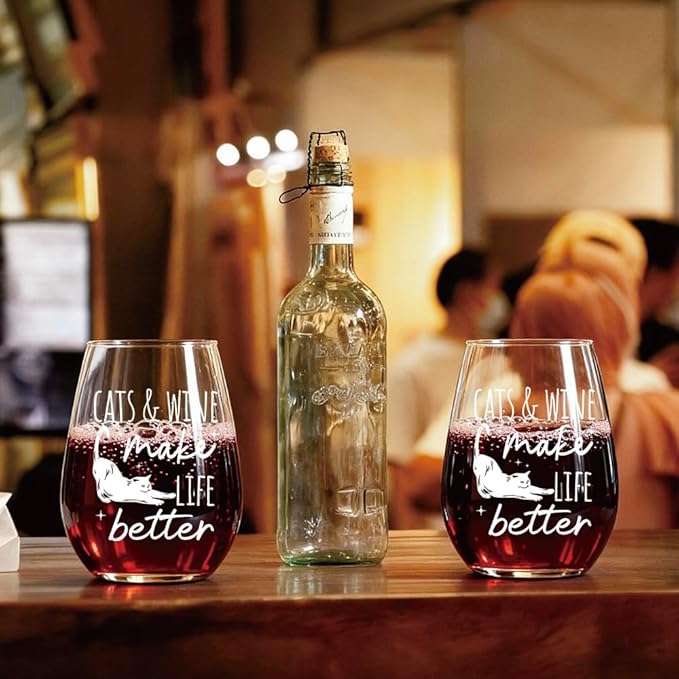 Warm & Cozy Cats Wine Glass Gifts for Cat Lovers - Mother's Day Early Bird | Birthday Presents for Mom, Daughter, Sister, Wife & Cat Moms